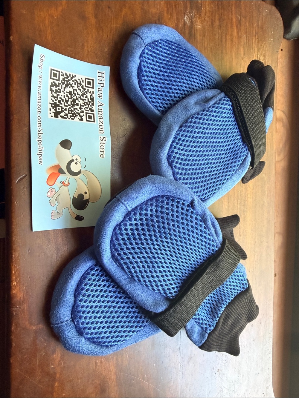 Blue Large Pet Paw Protectors with Adjustable Straps